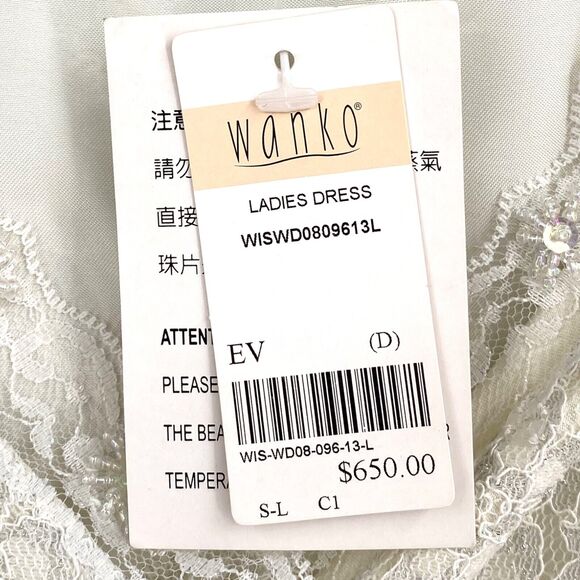 Lace Prom Party Dress S/M White Midi Rhinestone Bead Fairy Western Babydoll NWT - Picture 11 of 12